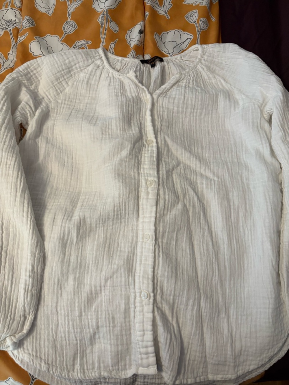 Quince White Gauze Button-Front Top